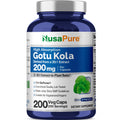 NusaPure Gotu Kola Capsules 20:1 Extract, 200 mg Per Veggie Caps, 200 Count, Non-GMO, Vegan, Bioperine - Traditional Herb Extract