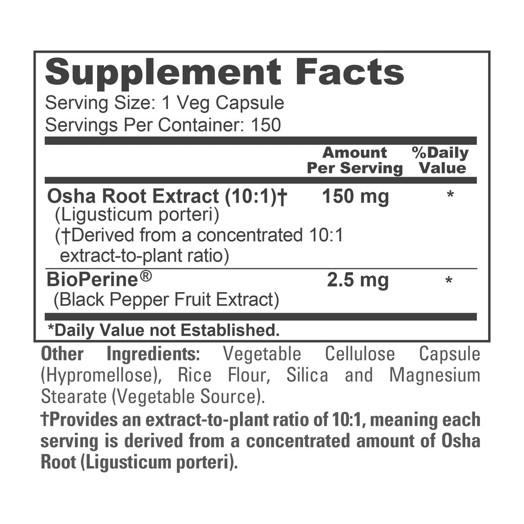 NusaPure OSHA Root Extract 150 mg per Vegan Caps - 150 Count (10:1 Extract, Non-GMO, Vegan, Bioperine) Ligusticum Porteri
