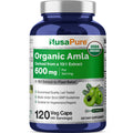 NusaPure Organic Amla Capsules 10:1 Extract, 600 mg | 120 Count | Amalaki Fruit | USDA, Vegan, Non-GMO Supplement