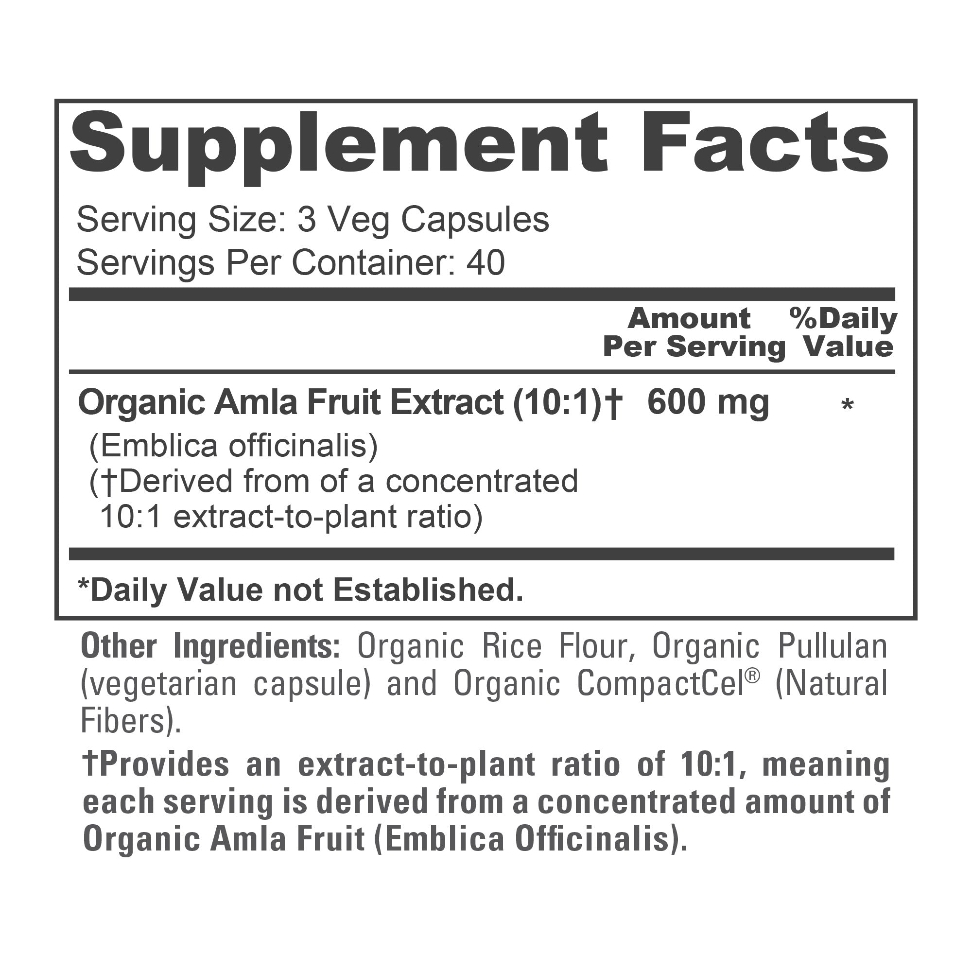 NusaPure Organic Amla Capsules 10:1 Extract, 600 mg | 120 Count | Amalaki Fruit | USDA, Vegan, Non-GMO Supplement