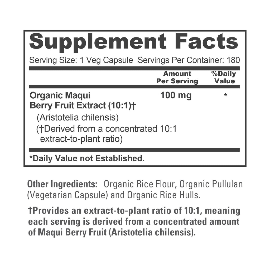 NusaPure USDA Organic Maqui Berry 10:1 Extract, 100 mg 180 Veg Caps Suitable for Vegetarians and Vegans, Non-GMO