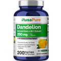 NusaPure Dandelion Root 20:1 Extract, 250 mg 200 Veg Capsules (Vegan, Non-GMO)