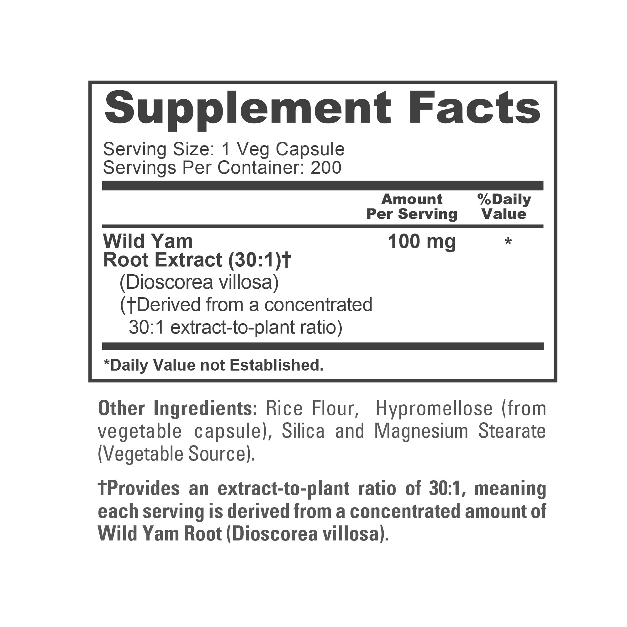 NusaPure Wild Yam Root 30:1 Extract, 100 mg 200 Vegan Capsules - Women’s Health & Hormonal Balance - Non-GMO, Vegan