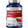 NusaPure Hawthorn Berry 20:1 Extract, 500 mg 180 Veg Caps, Suitable for Vegetarians, Vegan, Non-GMO Dietary Supplement