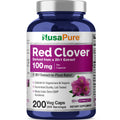 NusaPure Red Clover Blossoms 20:1 Extract, 100 mg 200 Veg Capsules Trifolium Pratente L. Suitable for Vegetarians/Vegan Non GMO Dietary Supplement