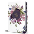 KJV Holy Bible, Large Print, Handy Size Format, Hardcover, Purple Flower, Page Edge Design, Thumb Index, Ribbon Marker, and Red Letter