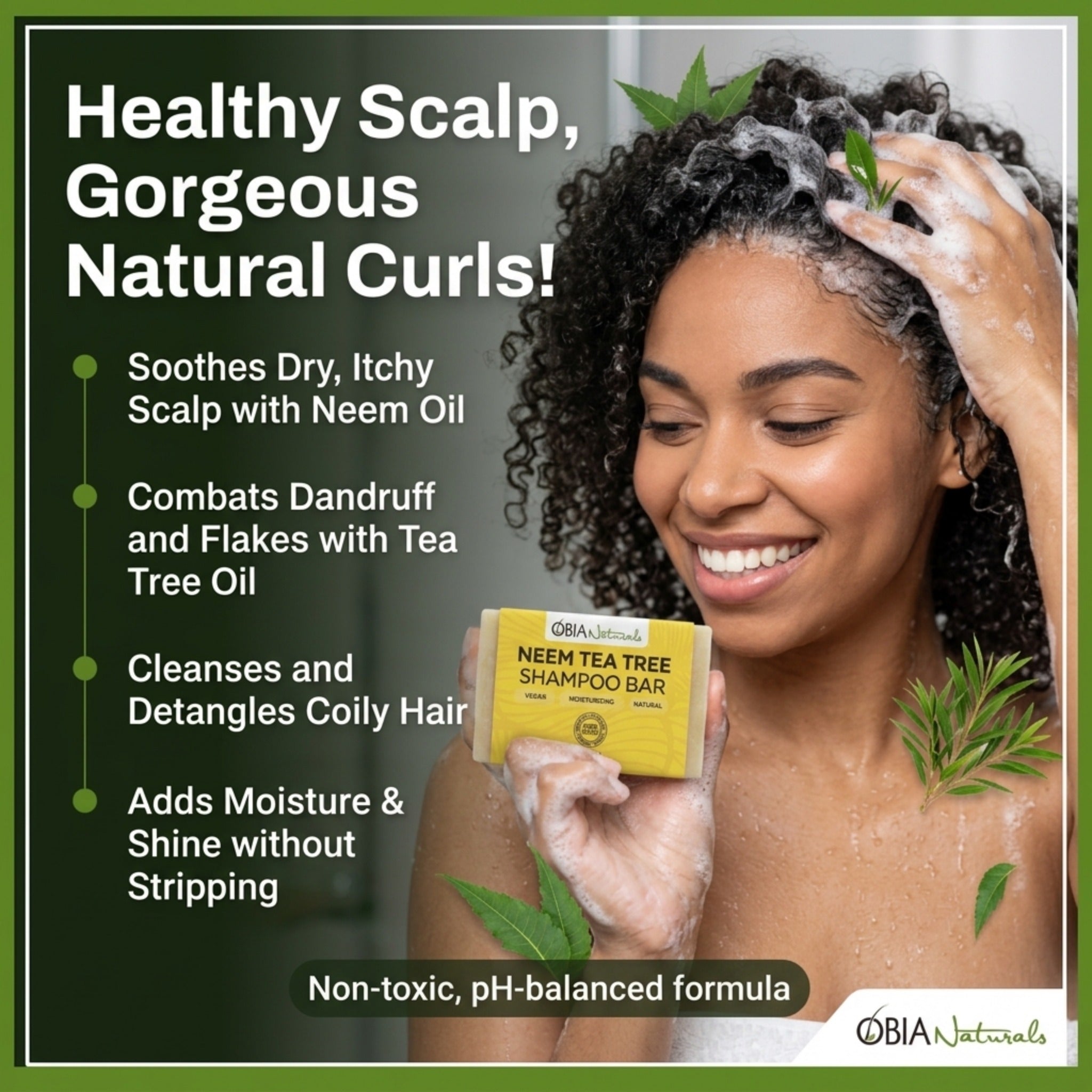 Neem Tea Tree Shampoo Bar — Clarifying Shampoo for Dry Scalp