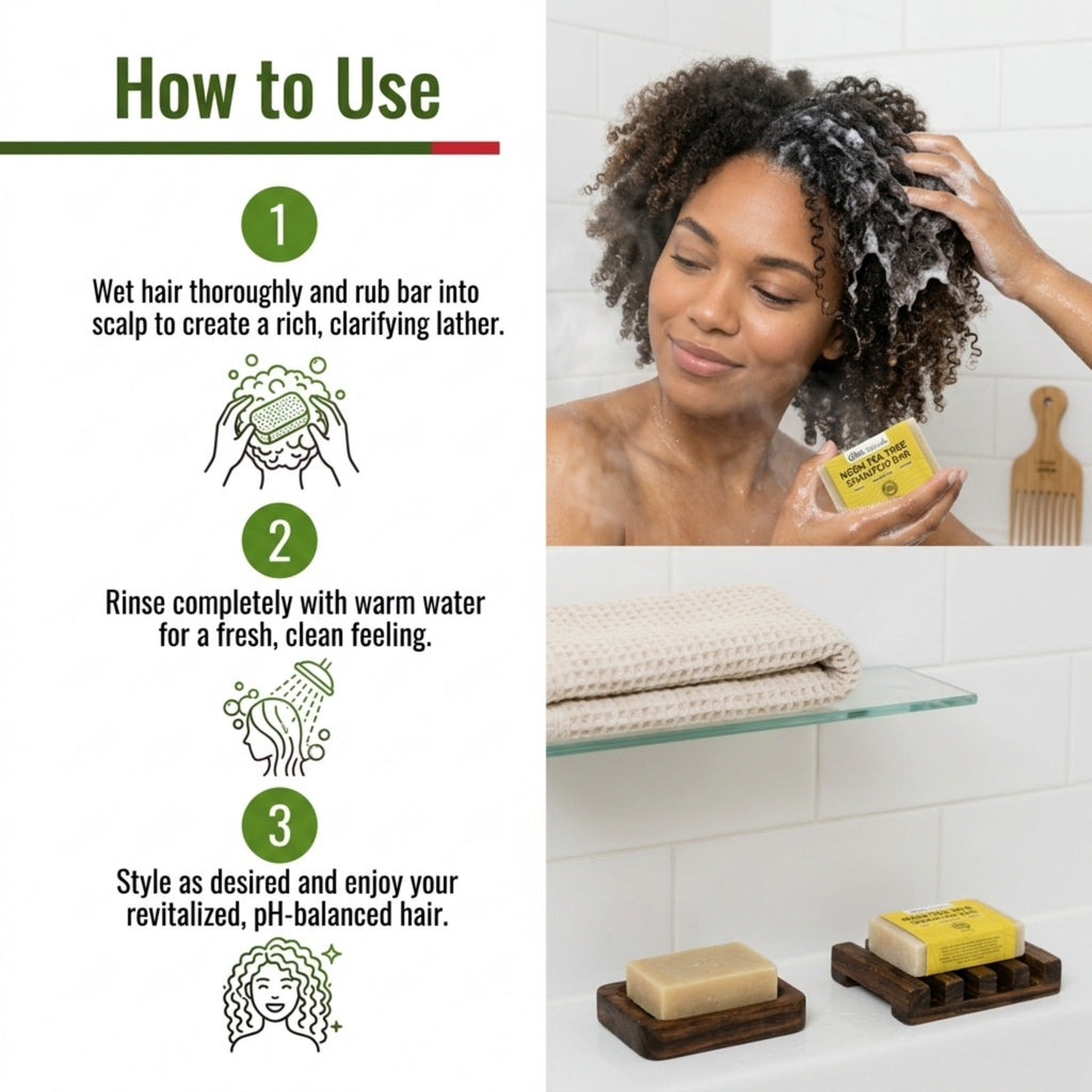 Neem Tea Tree Shampoo Bar — Clarifying Shampoo for Dry Scalp