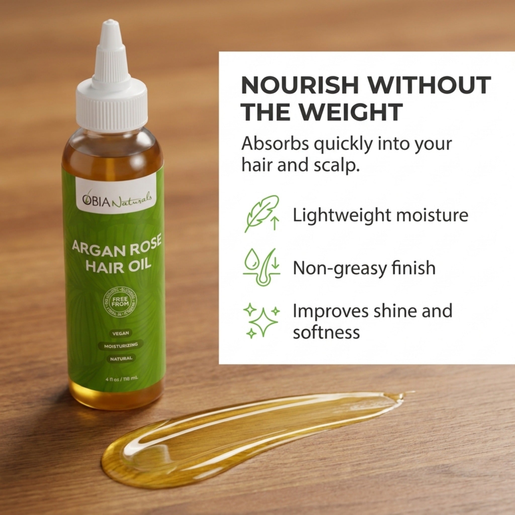 Argan Rose Hair Oil — Lightweight Vegan Hair Oil