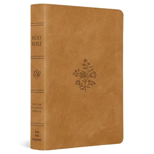 ESV Large Print Compact Bible, Red Letter (Trutone, Nubuck Caramel, Wildflower Design)