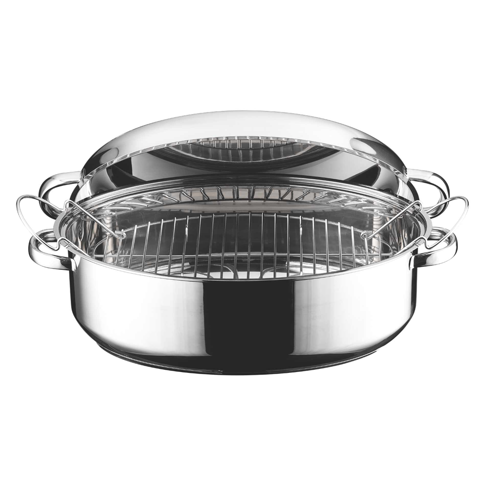 Oval Roaster — 2-in-1 Stainless Steel Pan | Platinum