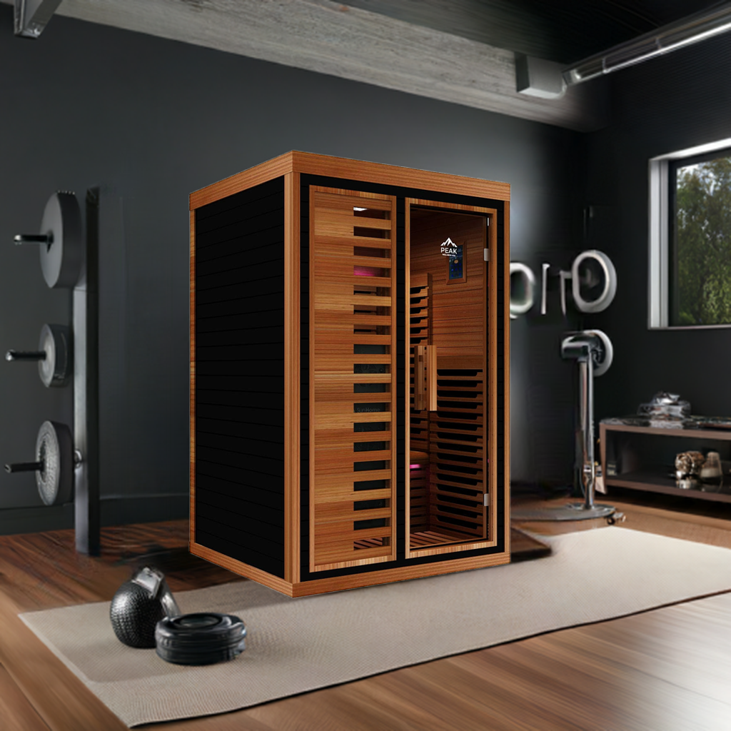 Peak Saunas Fuji 2-Person Full Spectrum Infrared Sauna with XL Medical-Grade Red Light Therapy & Smart WiFi App Control