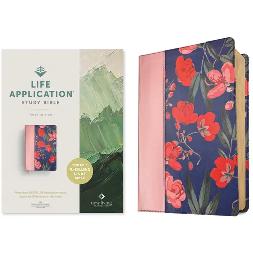 NLT Life Application Study Bible, Third Edition (Leatherlike, Pink Evening Bloom, Red Letter)