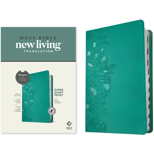 NLT Super Giant Print Bible, Filament Enabled (Leatherlike, Peony Rich Teal, Indexed, Red Letter)
