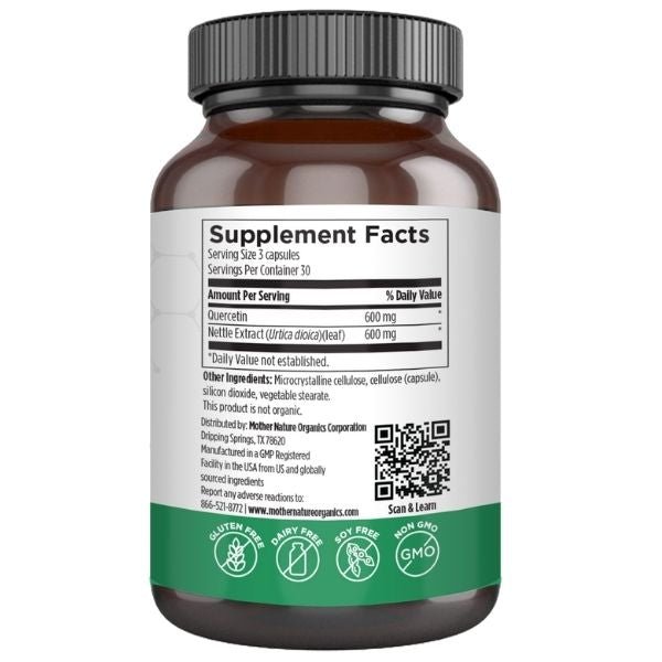 Quercetin + Nettle Capsules | 600mg + 600mg | 90 Vegetarian Capsules