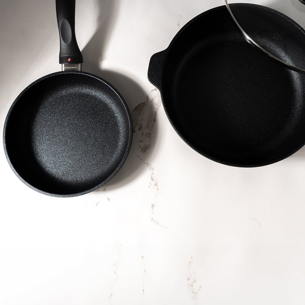 XD Nonstick 8" Fry Pan and 3.8 qt Saute Pan with Glass Lid Set | Made in Switzerland