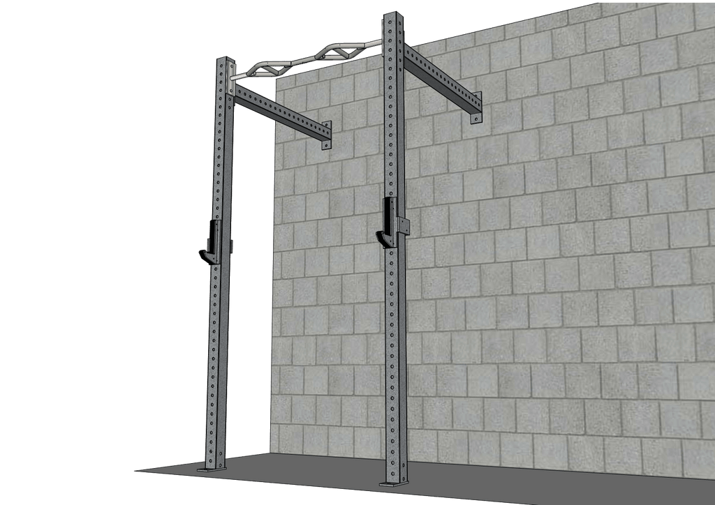 TGrip Commercial 4' Wall Mount Rig - 3x3 Steel - Functional Multi-Grip Pull-Up - Sandwich Style J-Hooks