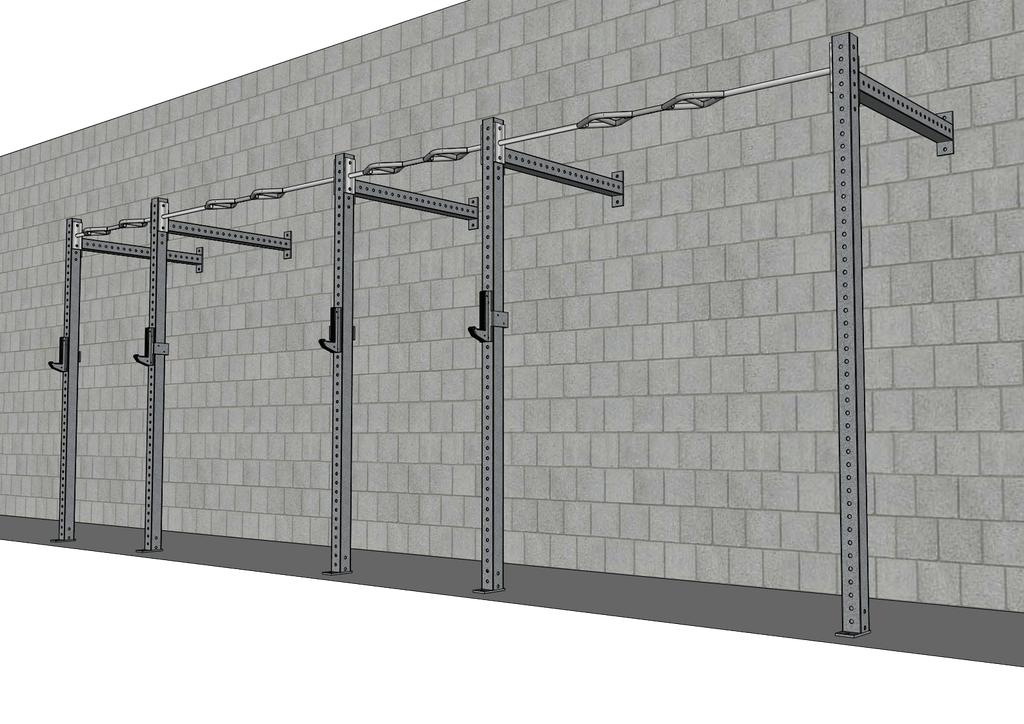 TGrip Commercial 20' Wall Mount Rig - 3x3 Steel - Functional Multi-Grip Pull-Up - Sandwich Style J-Hooks