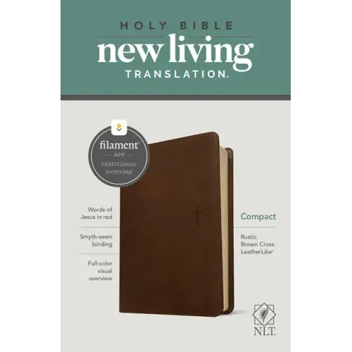 NLT Compact Bible, Filament Enabled (Leatherlike, Rustic Brown, Red Letter)