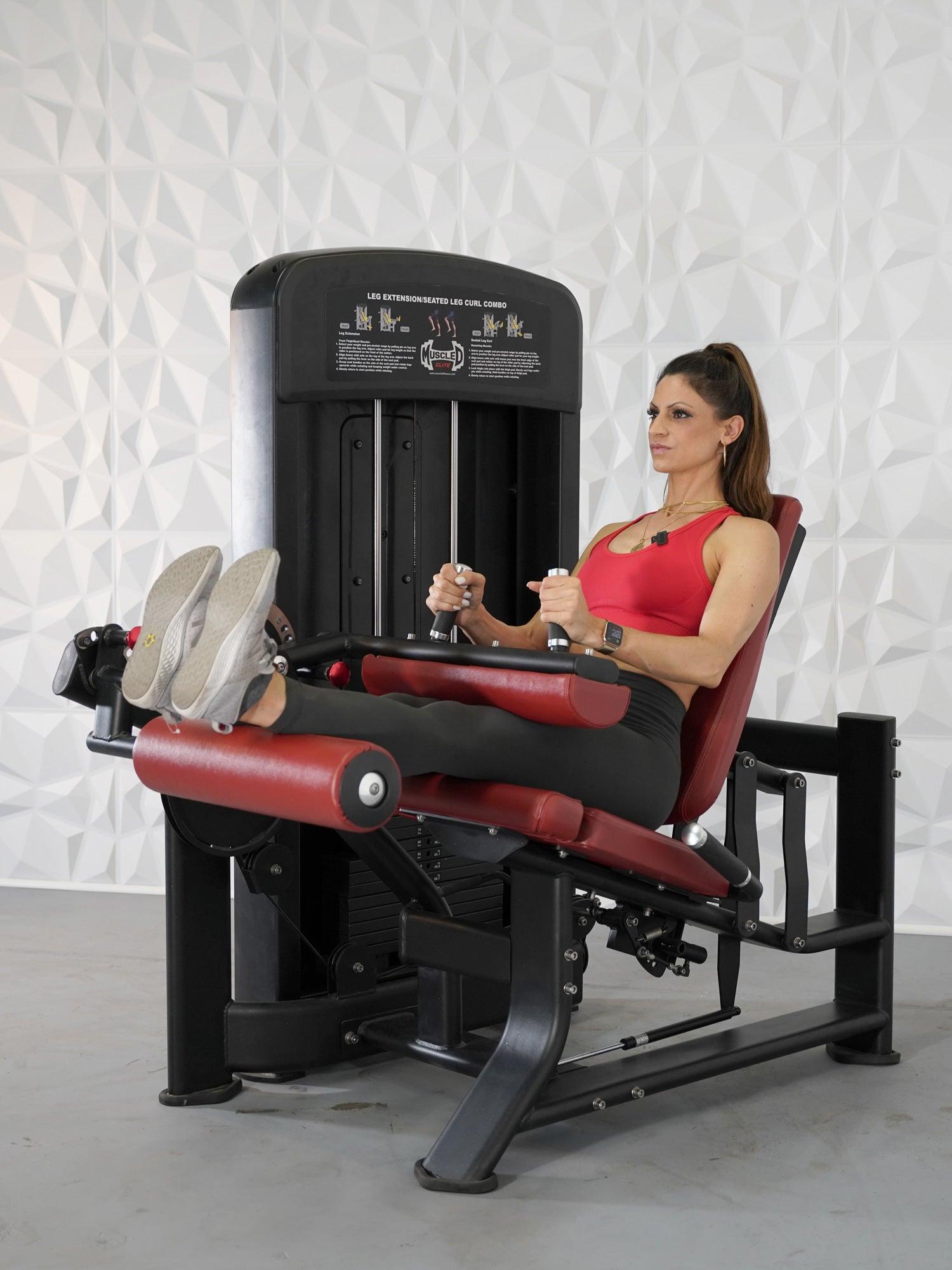 Elite Selectorized Leg Extension Seated Leg Curl Combo - Muscle D Fitness - Commercial Grade - Adjustable Seated - Pin Selectorized