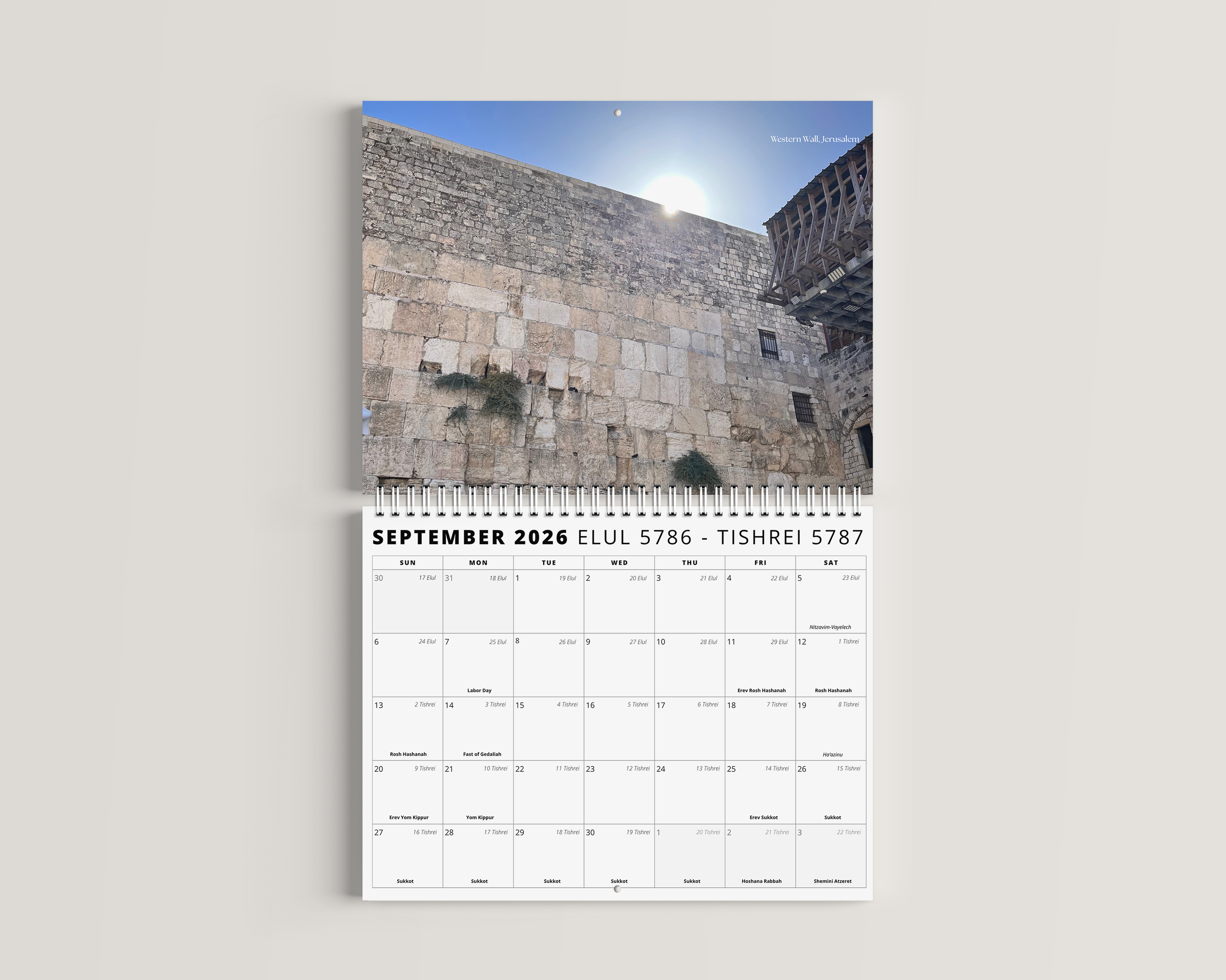 Jewish Wall Calendar 2026–2027 (5786/5787) — Israel Nature Photography Edition