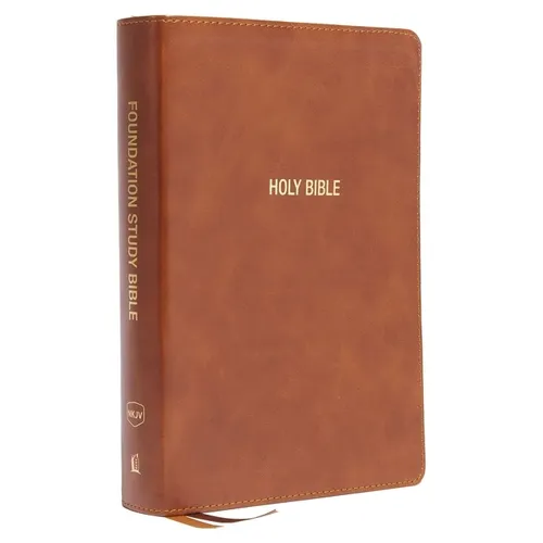 Nkjv, Foundation Study Bible, Large Print, Leathersoft, Brown, Red Letter, Thumb Indexed, Comfort Print: Holy Bible, New King James Version - Imitation Leather