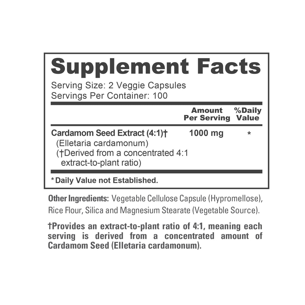 NusaPure Cardamom 4:1 Extract, 1000 mg 200 Vegetarian Capsules (Non-GMO, Vegan)