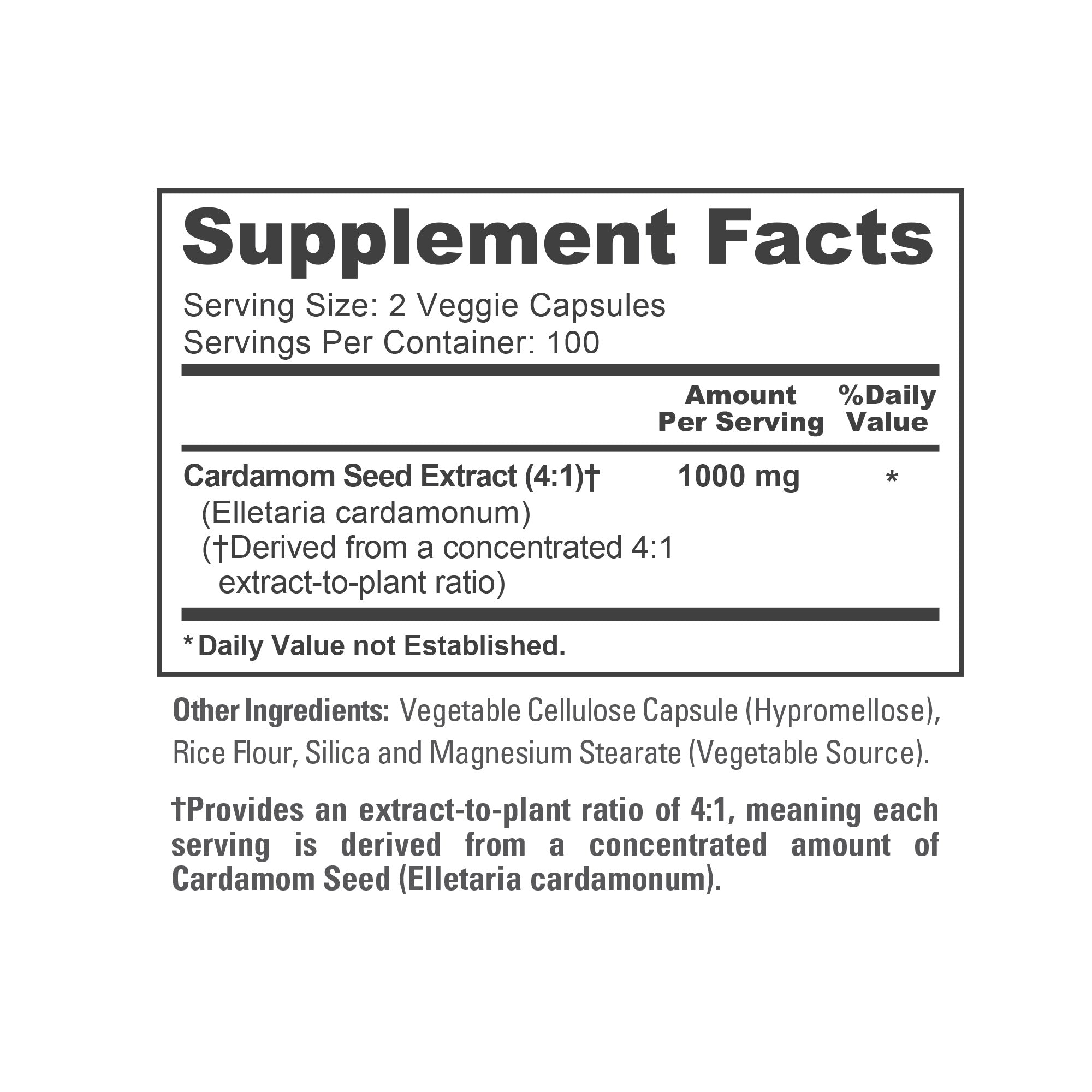 NusaPure Cardamom 4:1 Extract, 1000 mg 200 Vegetarian Capsules (Non-GMO, Vegan)