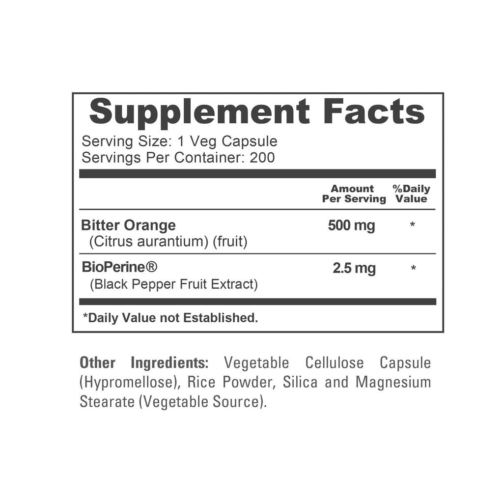 NusaPure Bitter Orange - Suitable for Vegetarian/Vegan, Non - GMO - 500mg 200 Capsules