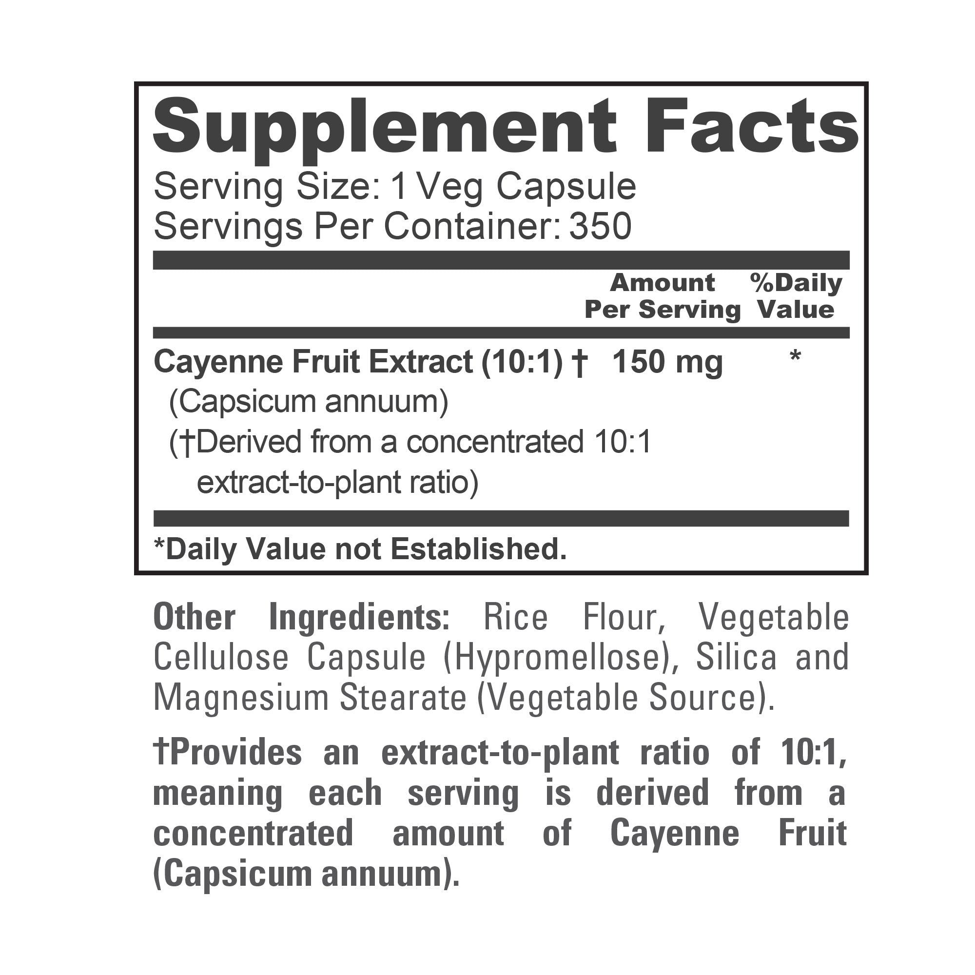 NusaPure Cayenne Pepper 150mg Per Caps, 350 Veggie Capsules Vegan Vegetarian, Non-GMO