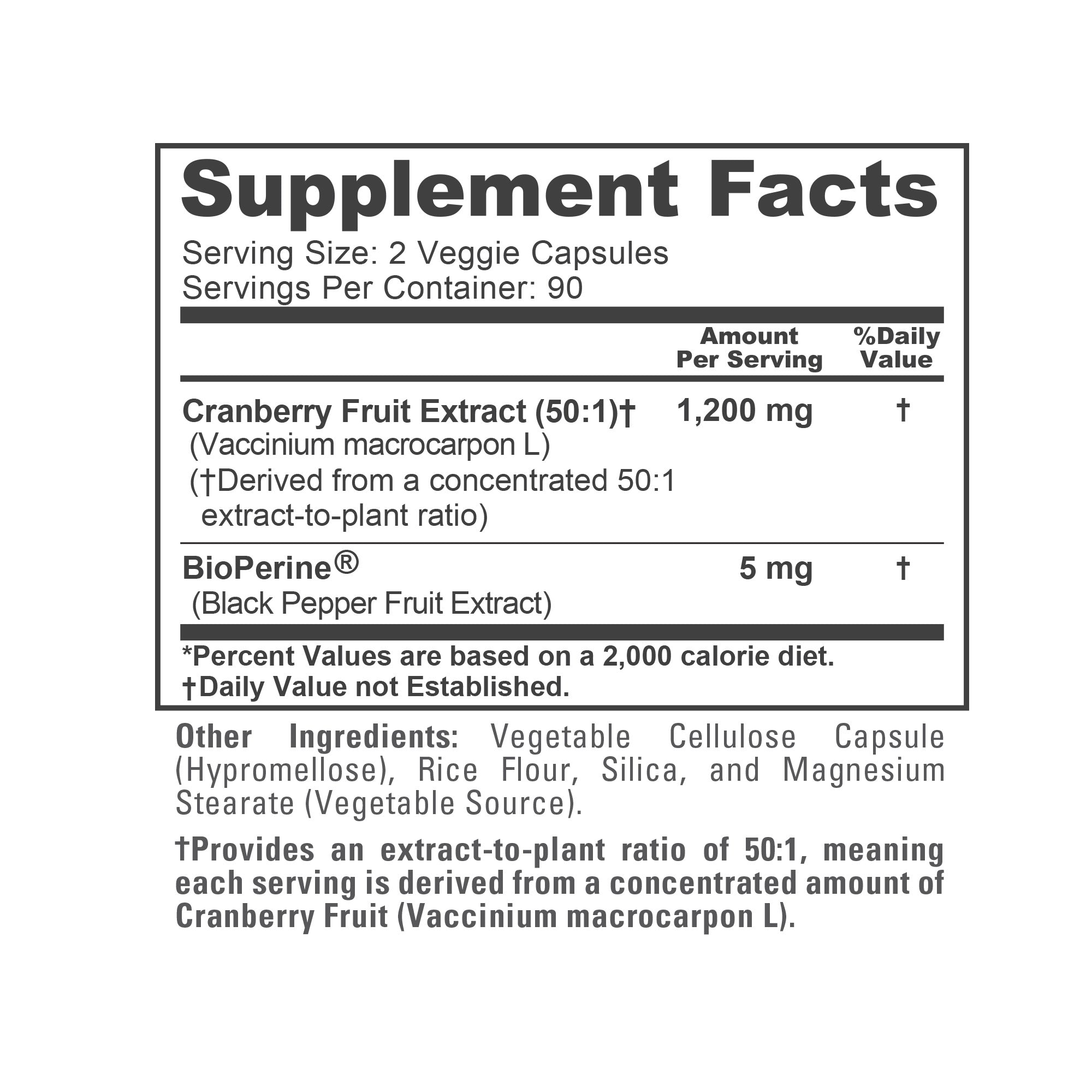 NusaPure Cranberry 1,200 mg 180 Veg Caps (Bioperine, Non-GMO, Vegan)