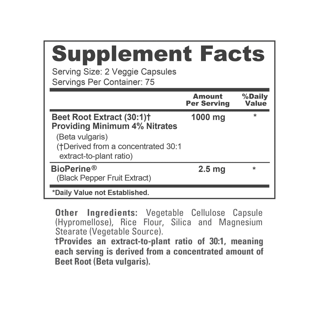 NusaPure Beet Root 30:1 Extract, 1000mg 150 Veggie caps (Vegan, Non-GMO & Vegan 4% Nitrates) Bioperine