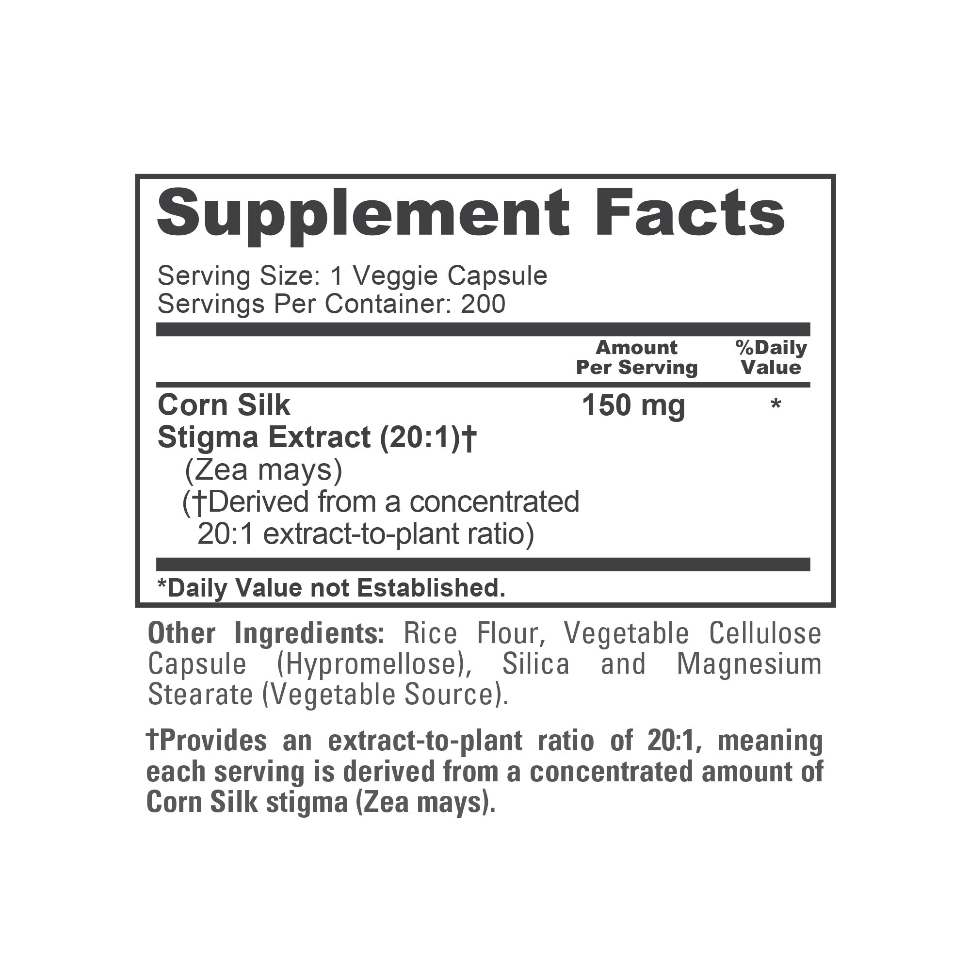 NusaPure Corn Silk Extract 150 mg per Caps - 200 Veggie Caps (100% Vegetarian, Non-GMO, Extract 20:1, Vegan)