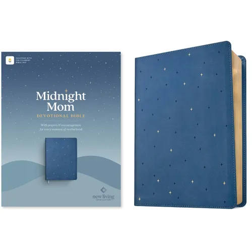 NLT Midnight Mom Devotional Bible (Leatherlike, Starlit Navy, Red Letter, Filament Enabled): With Prayers and Encouragement for Every Moment of Mother