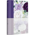 KJV Holy Bible, Large Print Medium Format, Purple Cloth Hardcover with Floral Design, Ribbon Marker, Red Letter