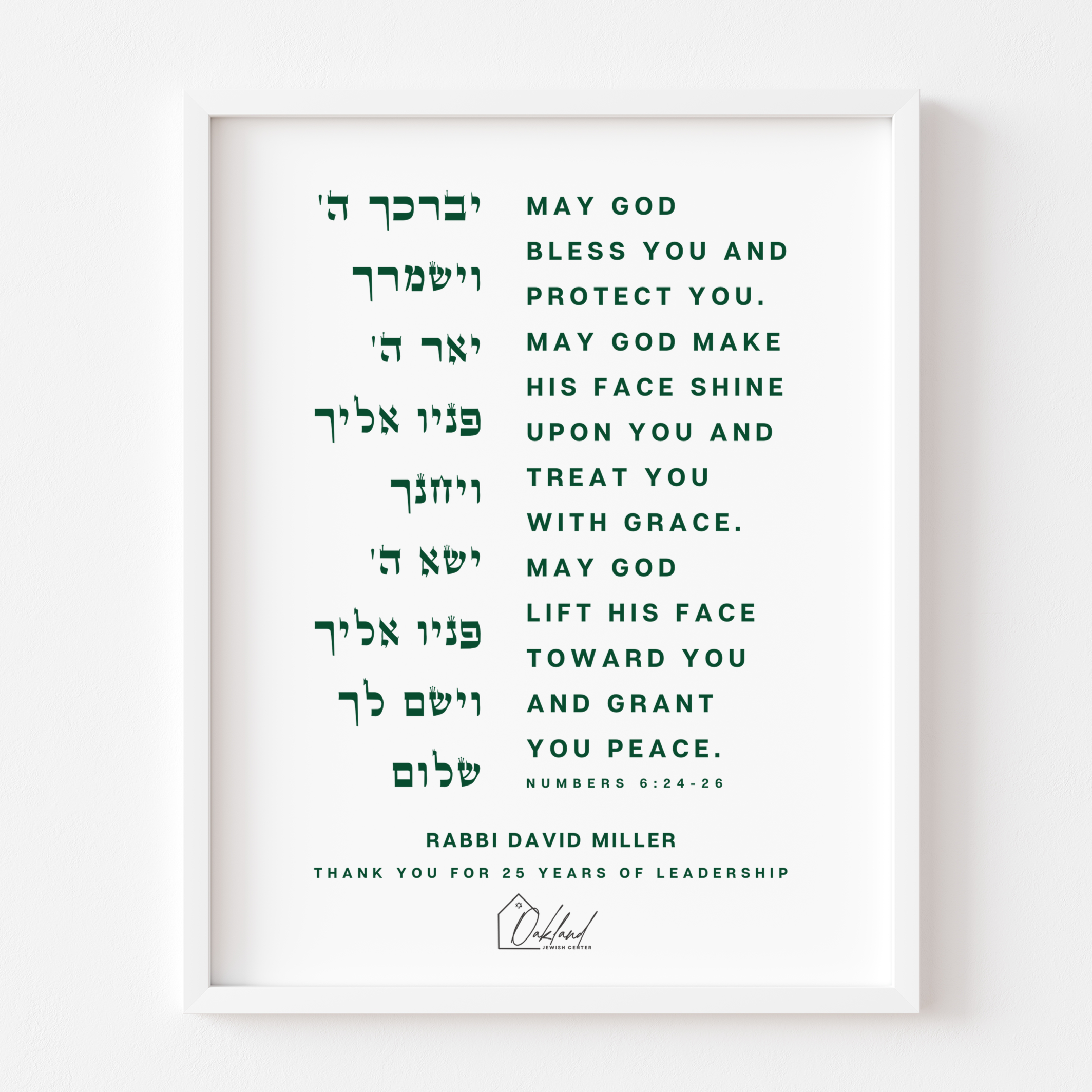 Priestly Blessing (Numbers 6:24–26) - Hebrew Wall Art Print
