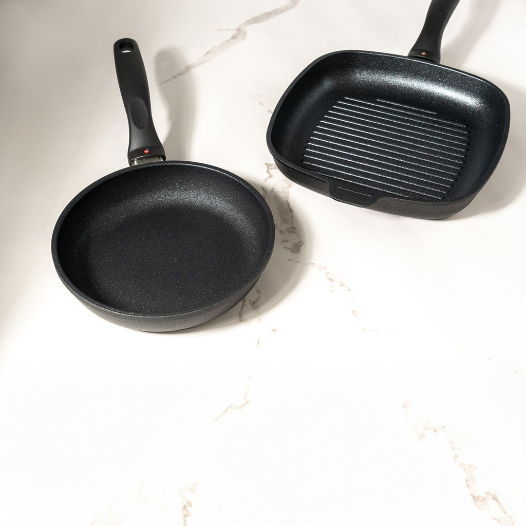 XD Nonstick 8" Fry Pan and 9.5"x 9.5" Grill Pan Set | Made in Switzerland