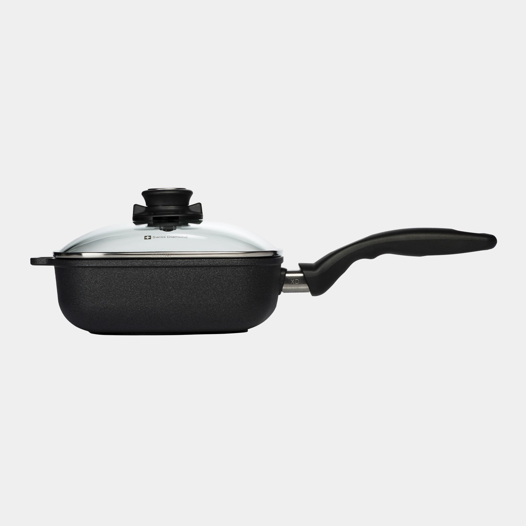 XD Nonstick Square Saute Pan with Glass Lid - Induction | Made in Switzerland