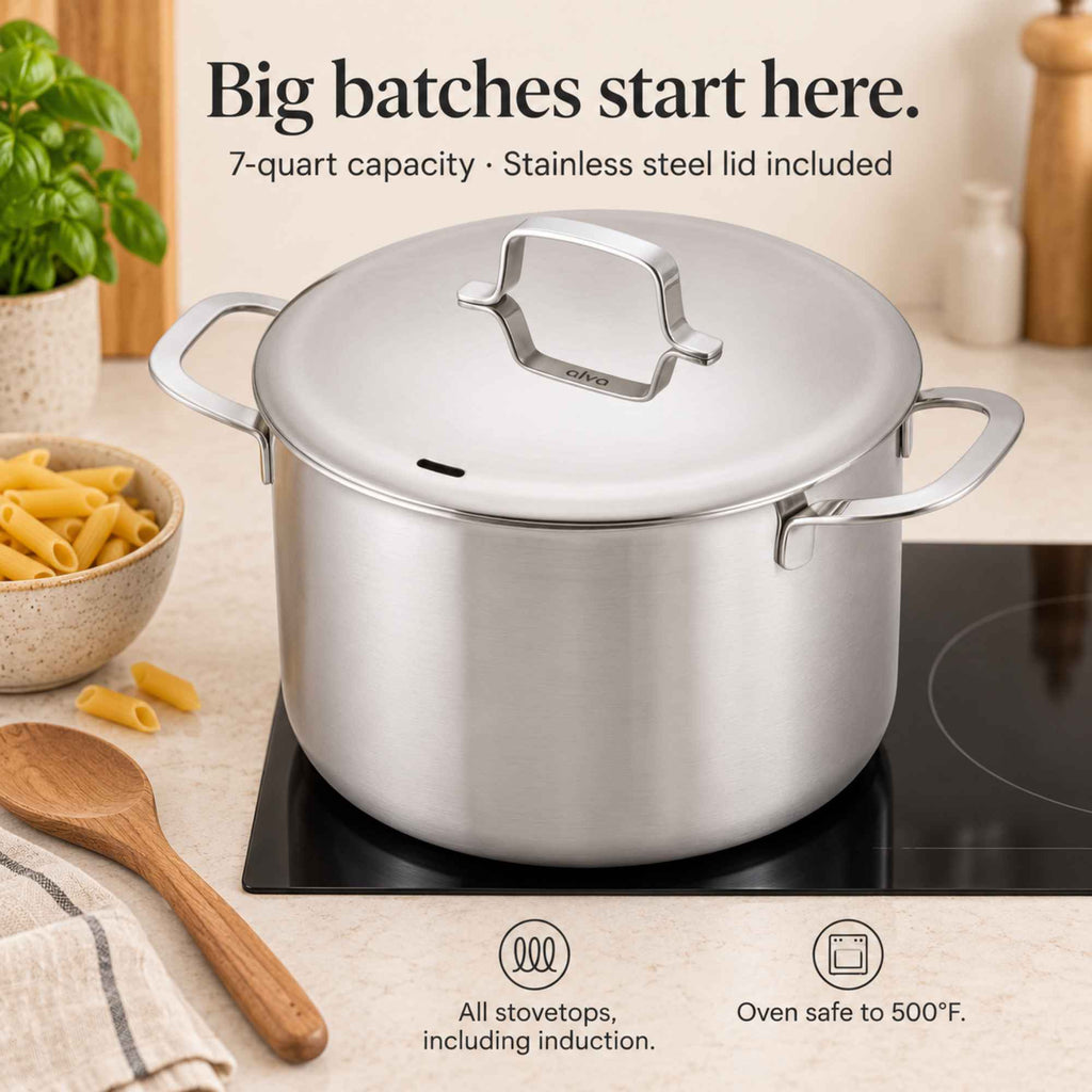 Maestro 5-Ply Stainless Stock Pot with Lid, 7-Qt
