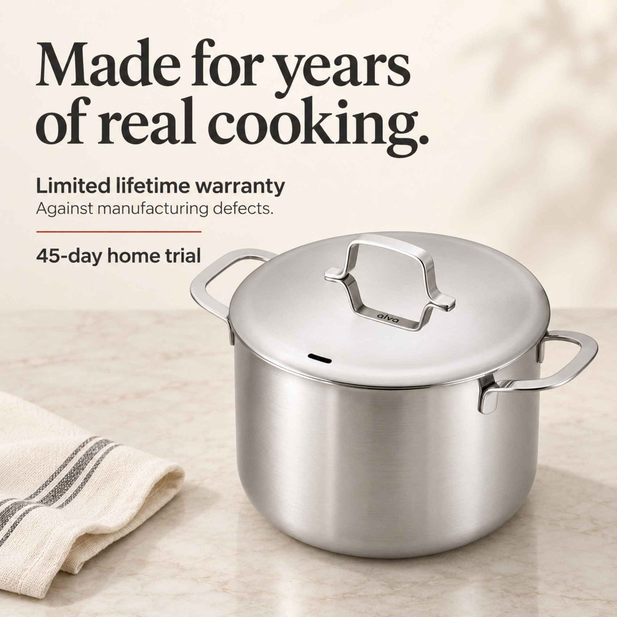 Maestro 5-Ply Stainless Stock Pot with Lid, 7-Qt