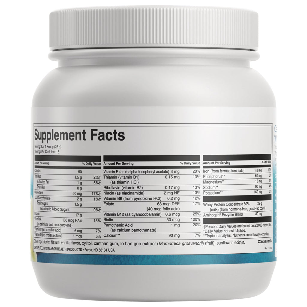 Certified rBGH-Free Grass-Fed Whey Protein Powder- Vanilla
