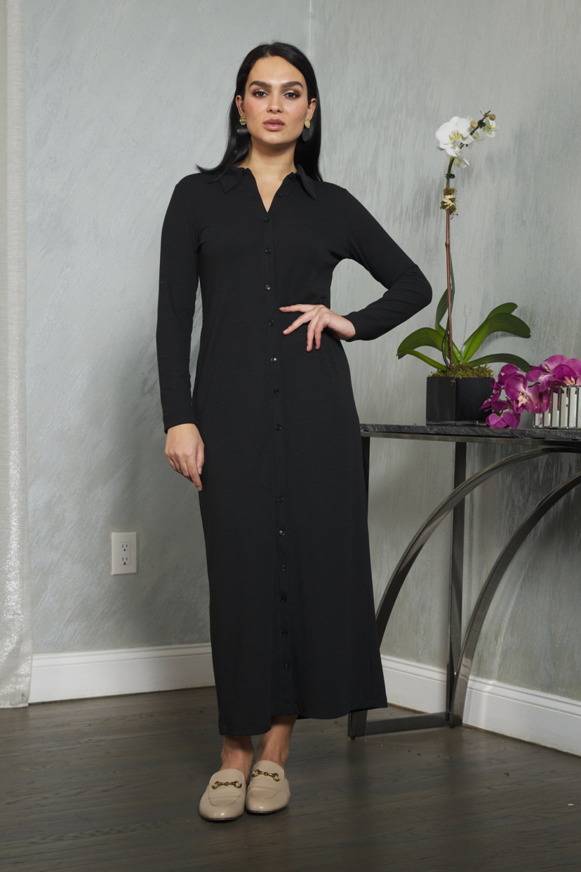 Button Down Ribbed Maxi Mackenzie Dress