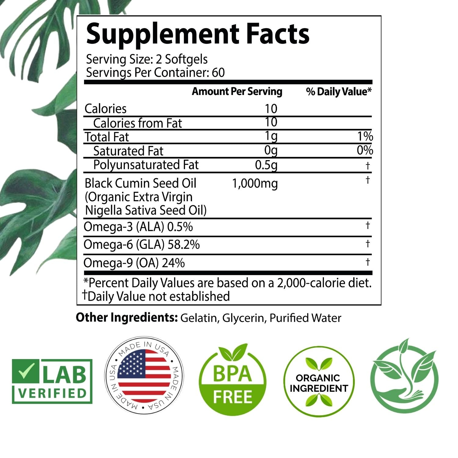 Black Seed Oil Capsules 1,000mg (Softgel)