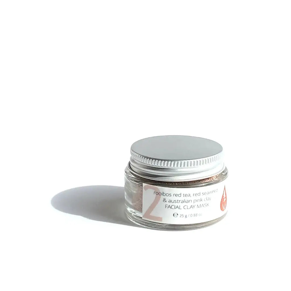 Rooibos Red Tea, Red Seaweed & Australian Pink Clay Facial Mask with Vitamin C + Aloe vera + Vitamin E