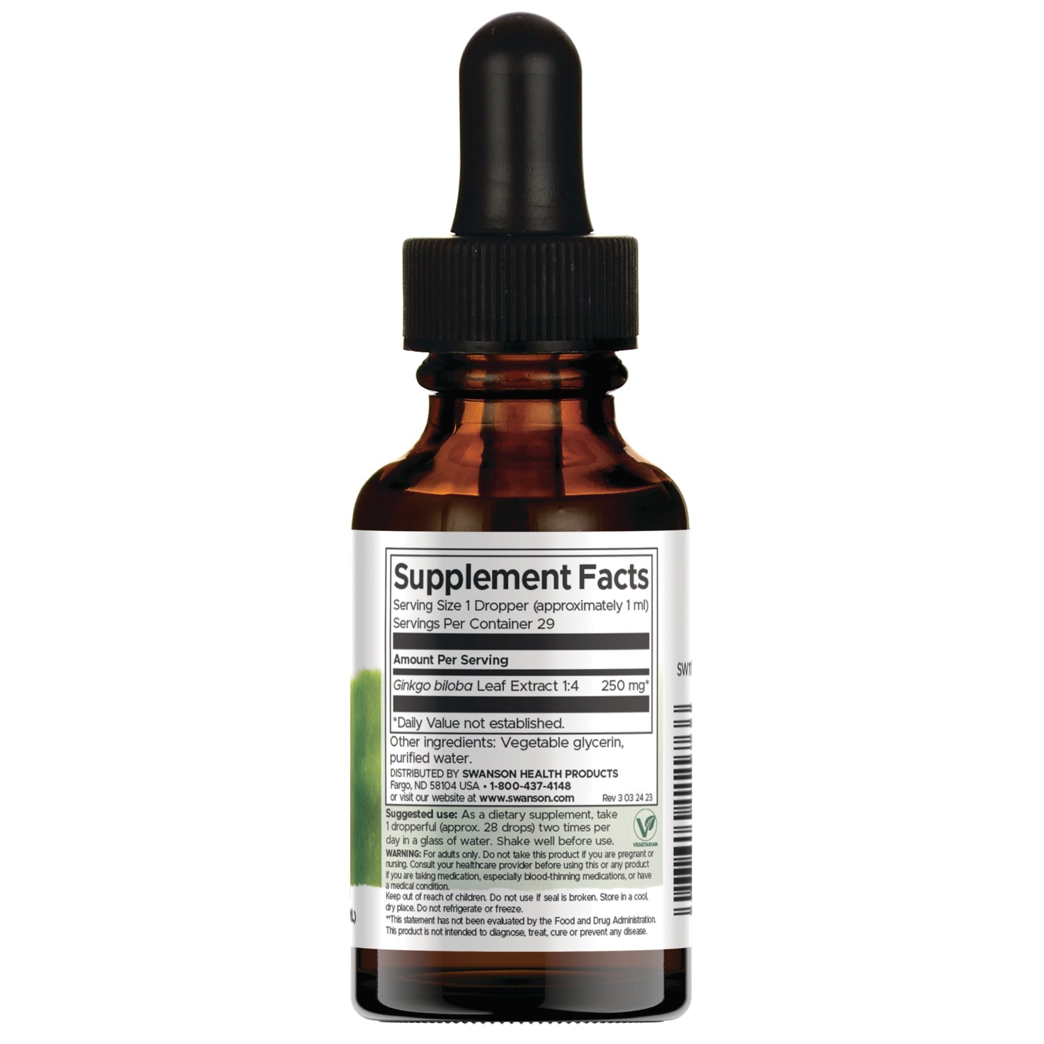 Ginkgo Biloba Liquid Extract - Alcohol & Sugar Free