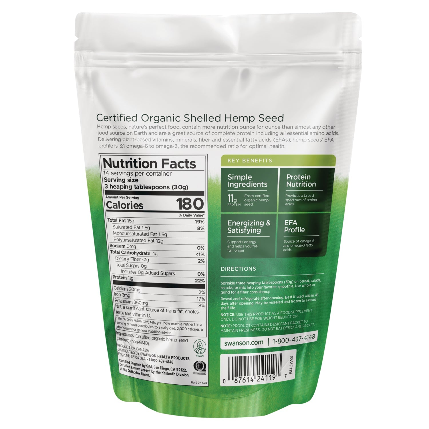 Certified Organic Hemp Seed Shelled