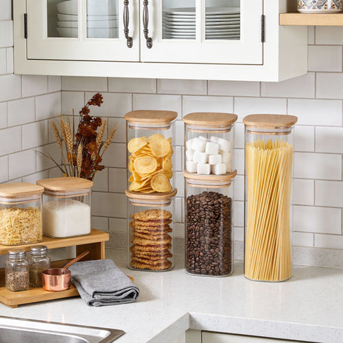 Bamboo Lid Glass Jar Set