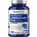 NusaPure L Methylfolate 15mg, 120 Veggie Capsules, Bioperine & Vegan