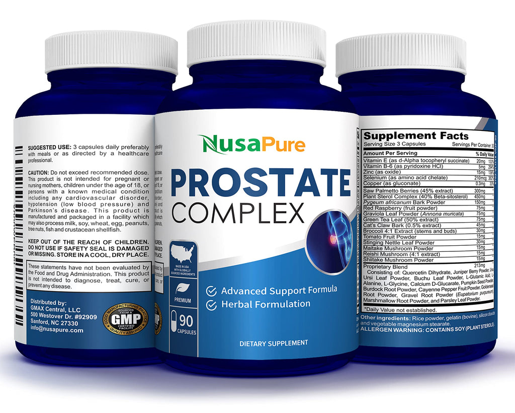 NusaPure Saw Prostate Palmetto Complex (Plant Sterol Complex, Nettle Root, Pygeum Bark, Graviola) - 90 Capsules