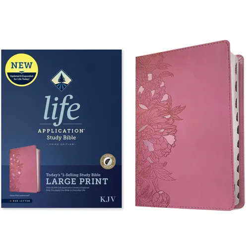 KJV Life Application Study Bible, Third Edition, Large Print (Leatherlike, Peony Pink, Indexed, Red Letter)